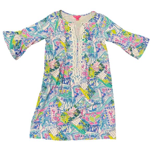 Lilly Pulitzer Women's Krysta Dress Shift Tunic Wish You Were Here sz S Multi - Picture 3 of 13